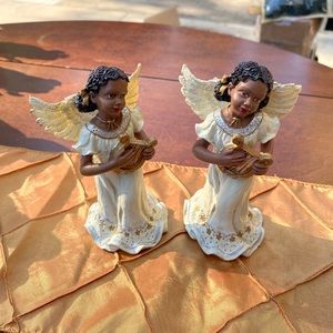 Beautiful African American Angel figurines. 3-4 inches tall.